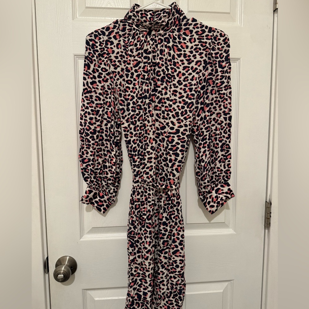 Zadig & Voltaire Rivali Print (Pink Leopard) Long Sleeve Mini Dress Size Large